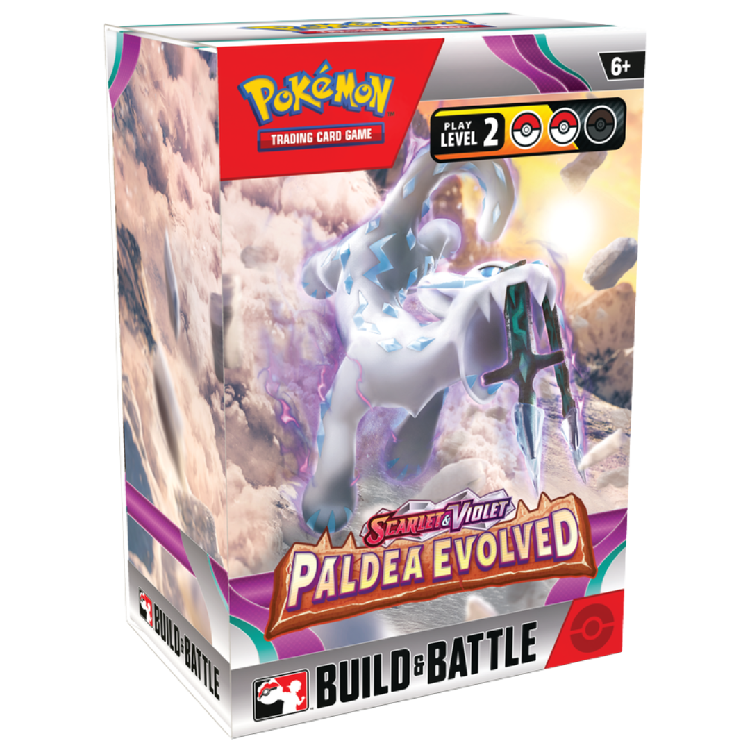 Pokémon TCG Paldea Evolved Build & Battle Box with exclusive promo card, booster packs, and a ready-to-play deck for competitive battles.