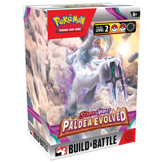 Pokémon TCG Paldea Evolved Build & Battle Box with exclusive promo card, booster packs, and a ready-to-play deck for competitive battles.