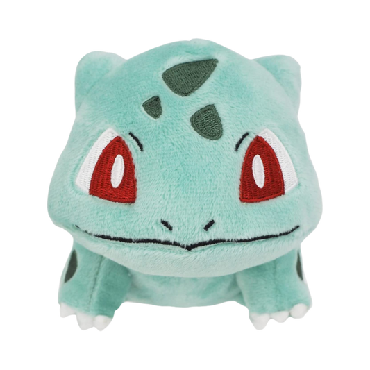 Bulbasaur plush from Pokémon by San-ei All Star Collection, Grass-type Pokémon, cute and detailed, ideal for collectors and fans of Kanto starters.