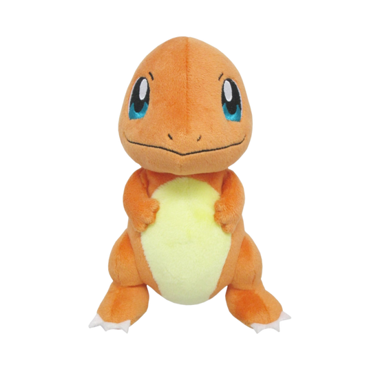 Charmander plush from Pokémon by San-ei All Star Collection, Fire-type Pokémon, detailed and cute, ideal for collectors and fans of Kanto starters.