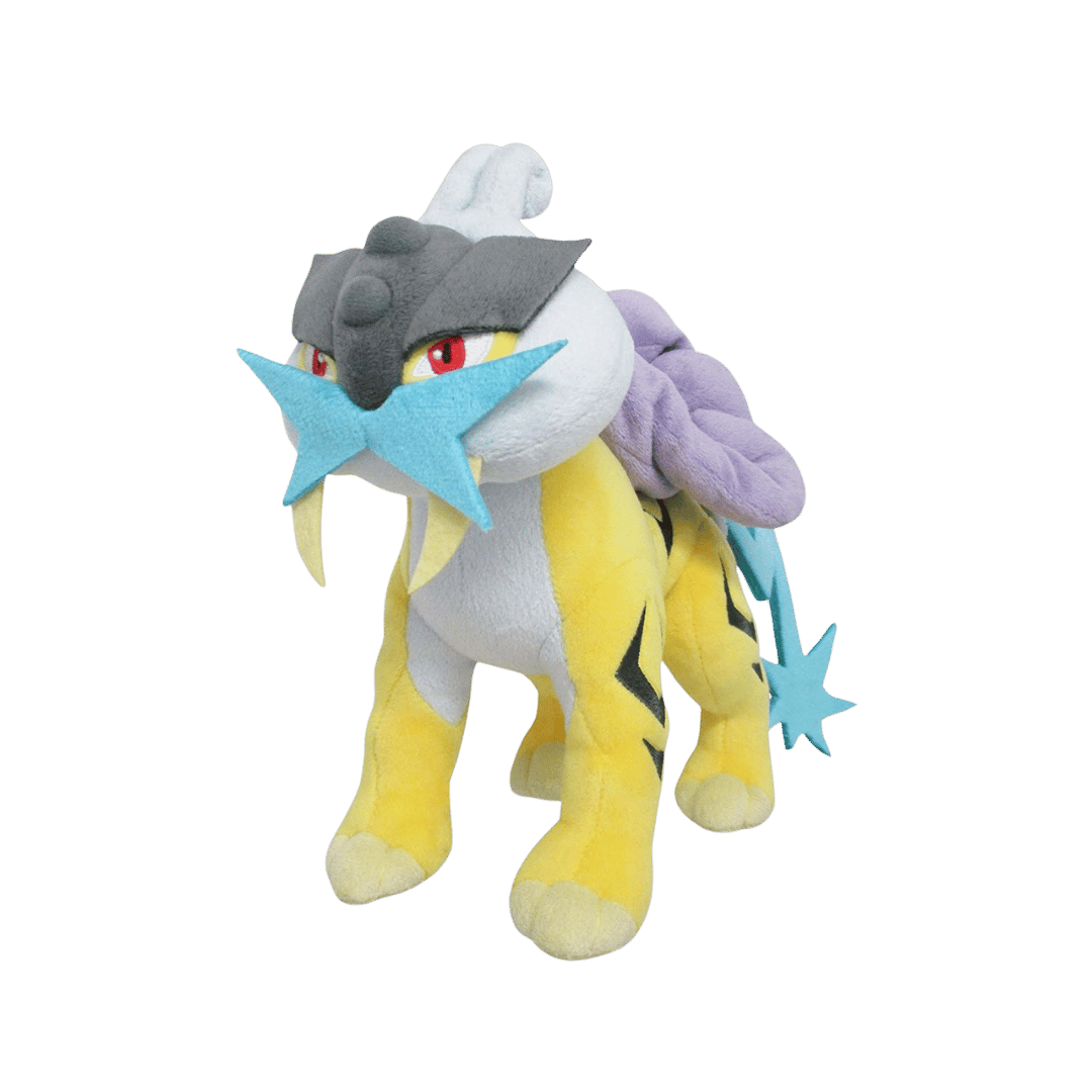 Pokemon Plush Raikou from San-ei’s All Star Collection, featuring a detailed and huggable design of the Legendary Electric-type Pokémon.