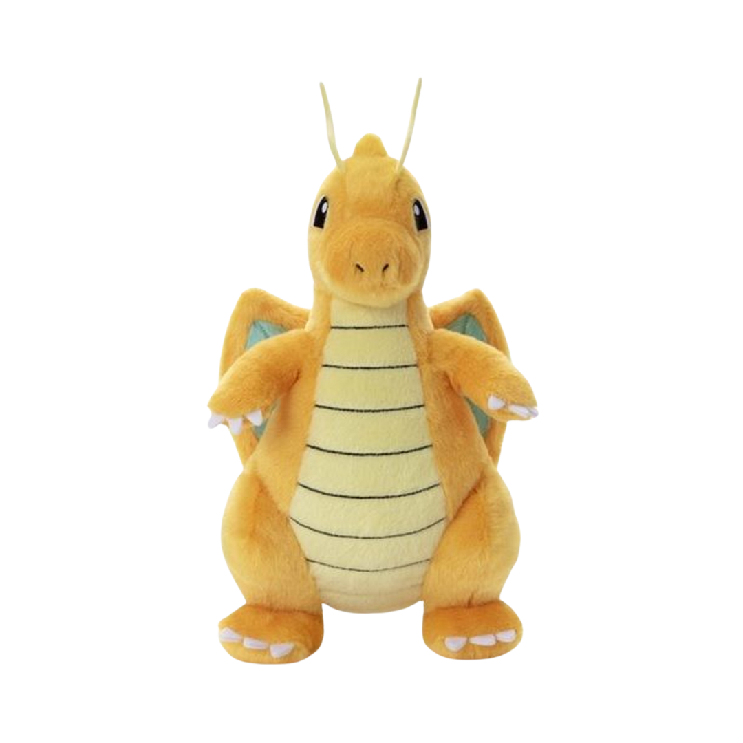 Takara Tomy Pokémon plush Dragonite, soft and detailed design, cuddly collectible perfect for Pokémon enthusiasts and Dragon-type fans.