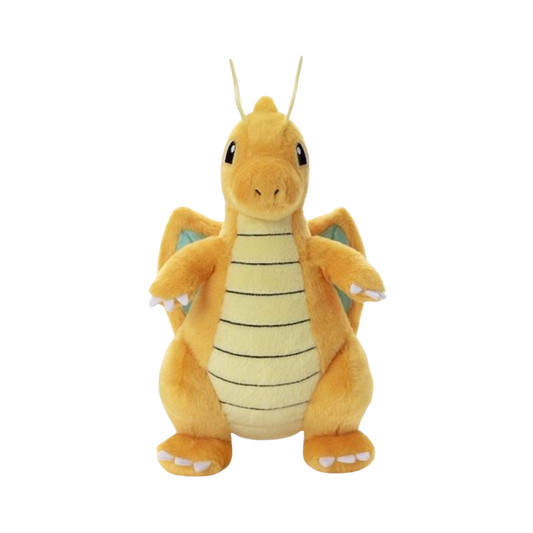 Takara Tomy Pokémon plush Dragonite, soft and detailed design, cuddly collectible perfect for Pokémon enthusiasts and Dragon-type fans.