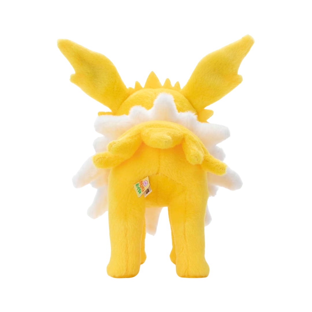 Takara Tomy Pokémon plush Jolteon, soft and vibrant Electric-type Eevee evolution, collectible and perfect for Pokémon fans and enthusiasts.