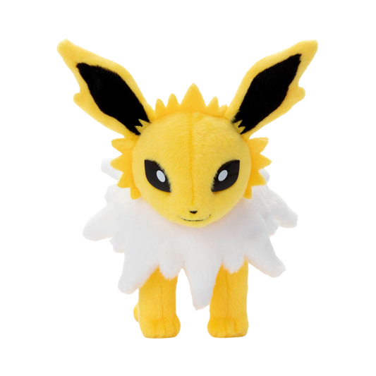 Takara Tomy Pokémon plush Jolteon, soft and vibrant Electric-type Eevee evolution, collectible and perfect for Pokémon fans and enthusiasts.