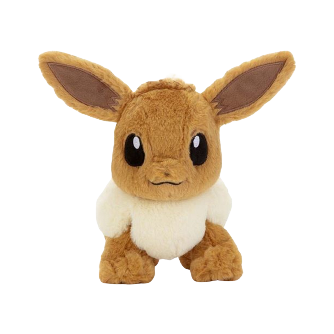 Takara Tomy 10" Kutakutatatta Eevee plush, soft and cuddly medium-sized Pokémon plush with charming details, perfect for fans and collectors.