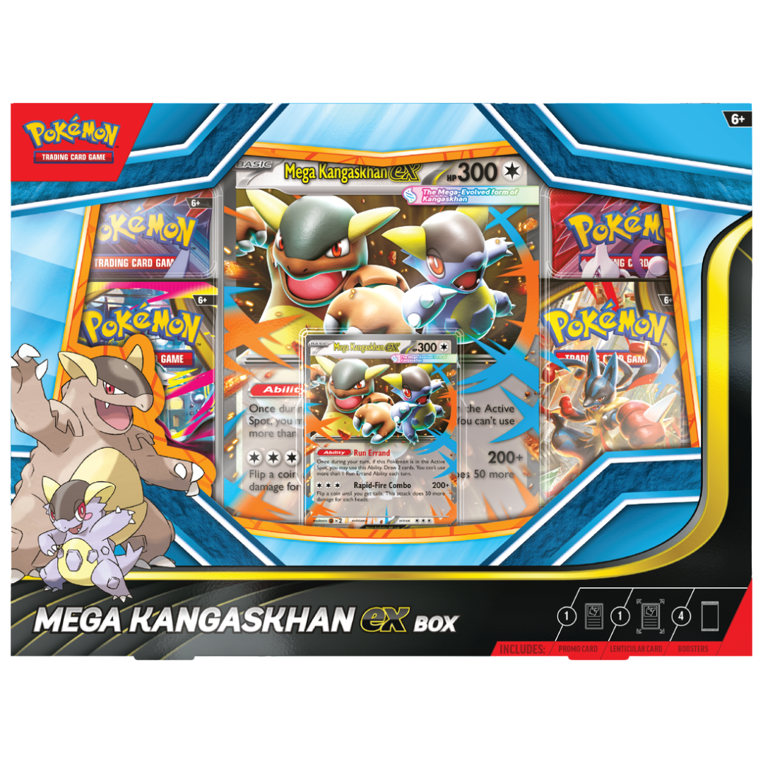 Pokemon Mega Kangaskhan EX Box with promo card, lenticular card, and 4 booster packs