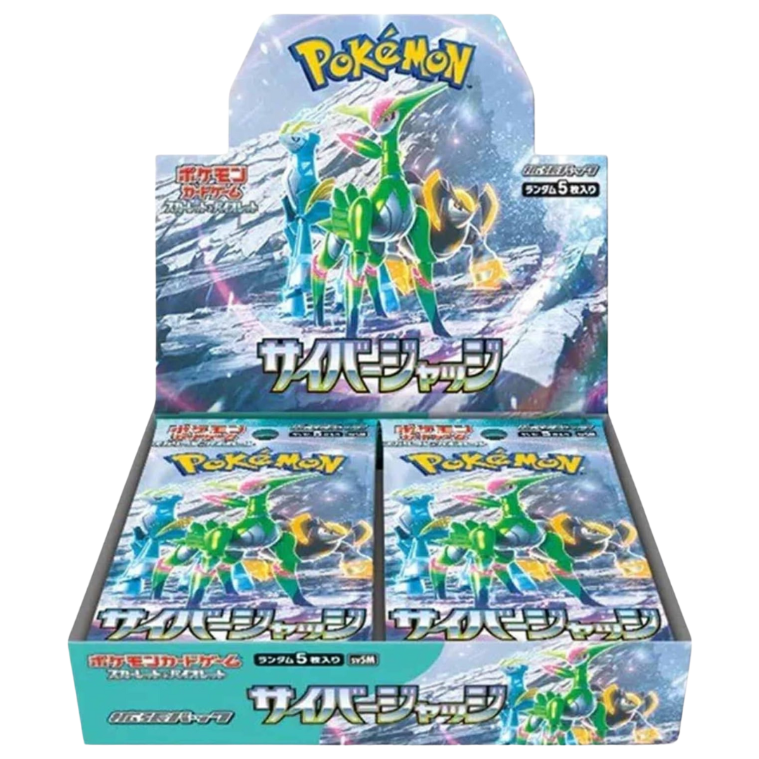Japanese Pokémon Cyber Judge (SV5m) Booster Box showcasing digital-themed Pokémon and rare cards.
