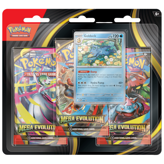 Pokémon Mega Evolution 3 Pack Blister with 3 boosters and foil promo card Golduck