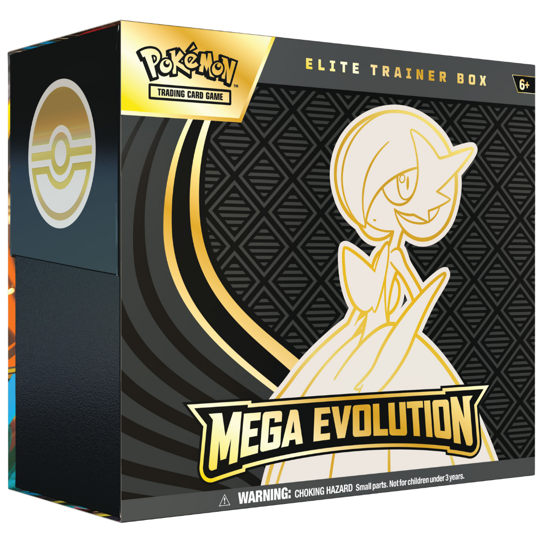 Pokémon Mega Evolution Elite Trainer Box Mega Gardevoir with 9 boosters, Alakazam promo, and accessories