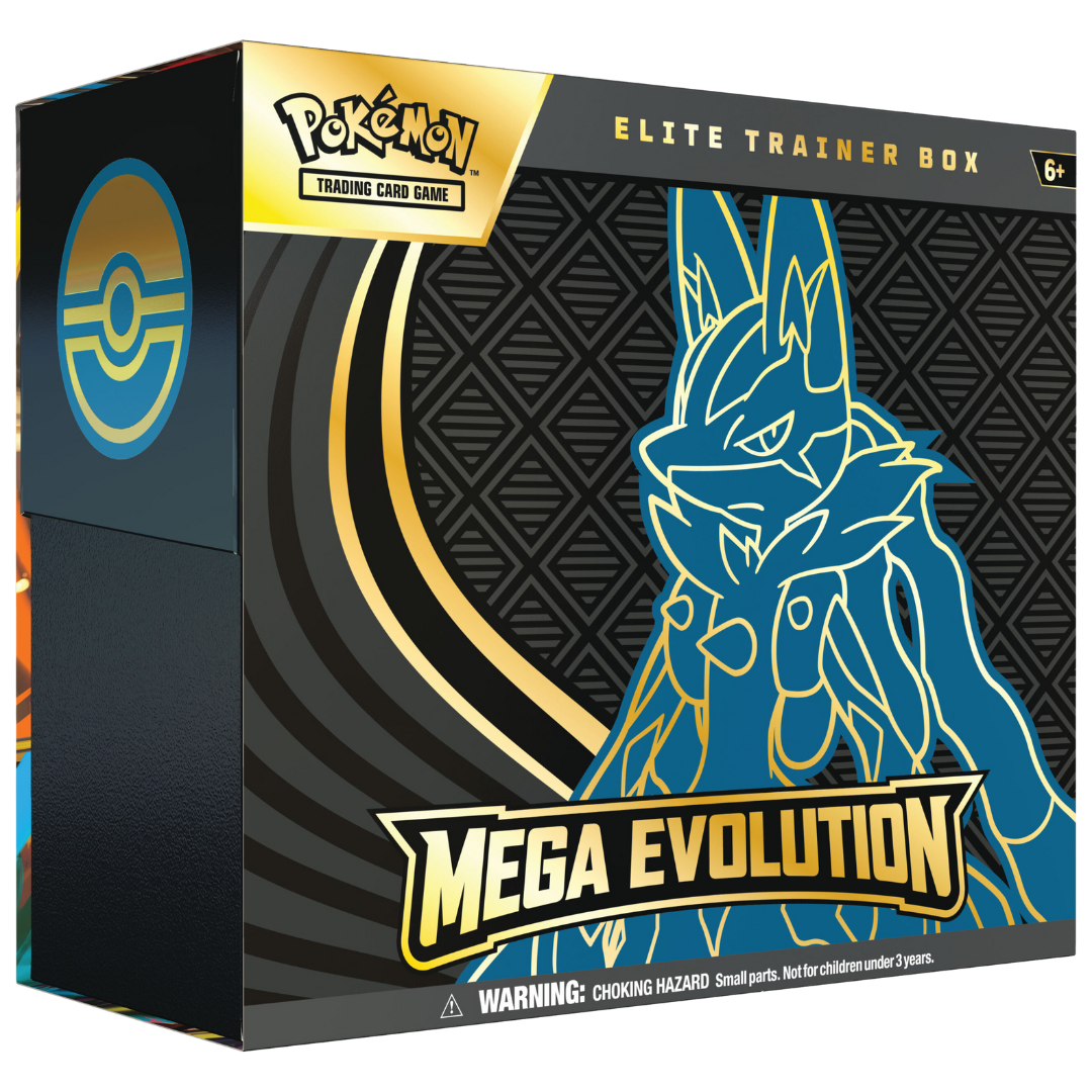 Pokémon Mega Evolution Elite Trainer Box Mega Lucario with 9 boosters, Riolu promo, and accessories