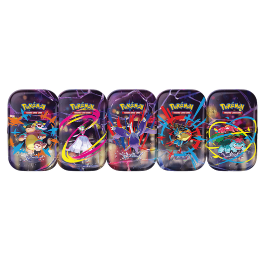 Pokémon Mega Heroes Mini Tins assorted set with  Kangaskhan, Gardevoir, Latias, Lucario, and Venusaur designs
