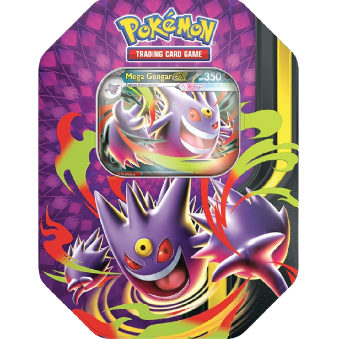 Pokemon TCG Mega Moonlit Tin with Mega Evolution promo card booster packs and collectible storage tin