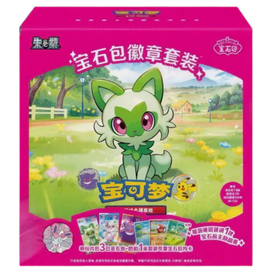 Pokemon S Chinese Gem Pack Badge Set Display of 12 Box Image
 