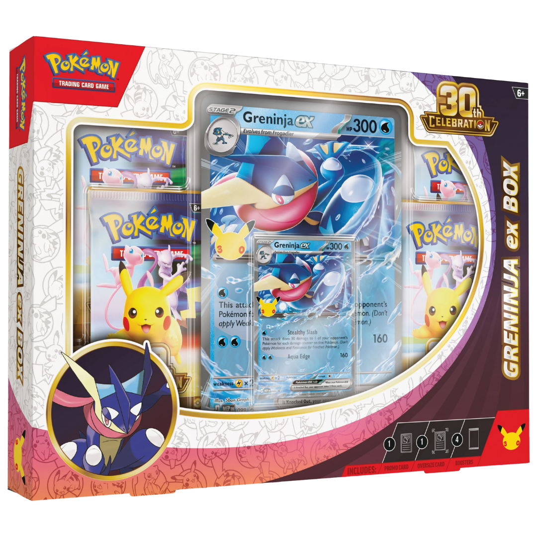 Pokemon 30th Celebration ex Box with Greninja ex promo, oversize card and four booster packs