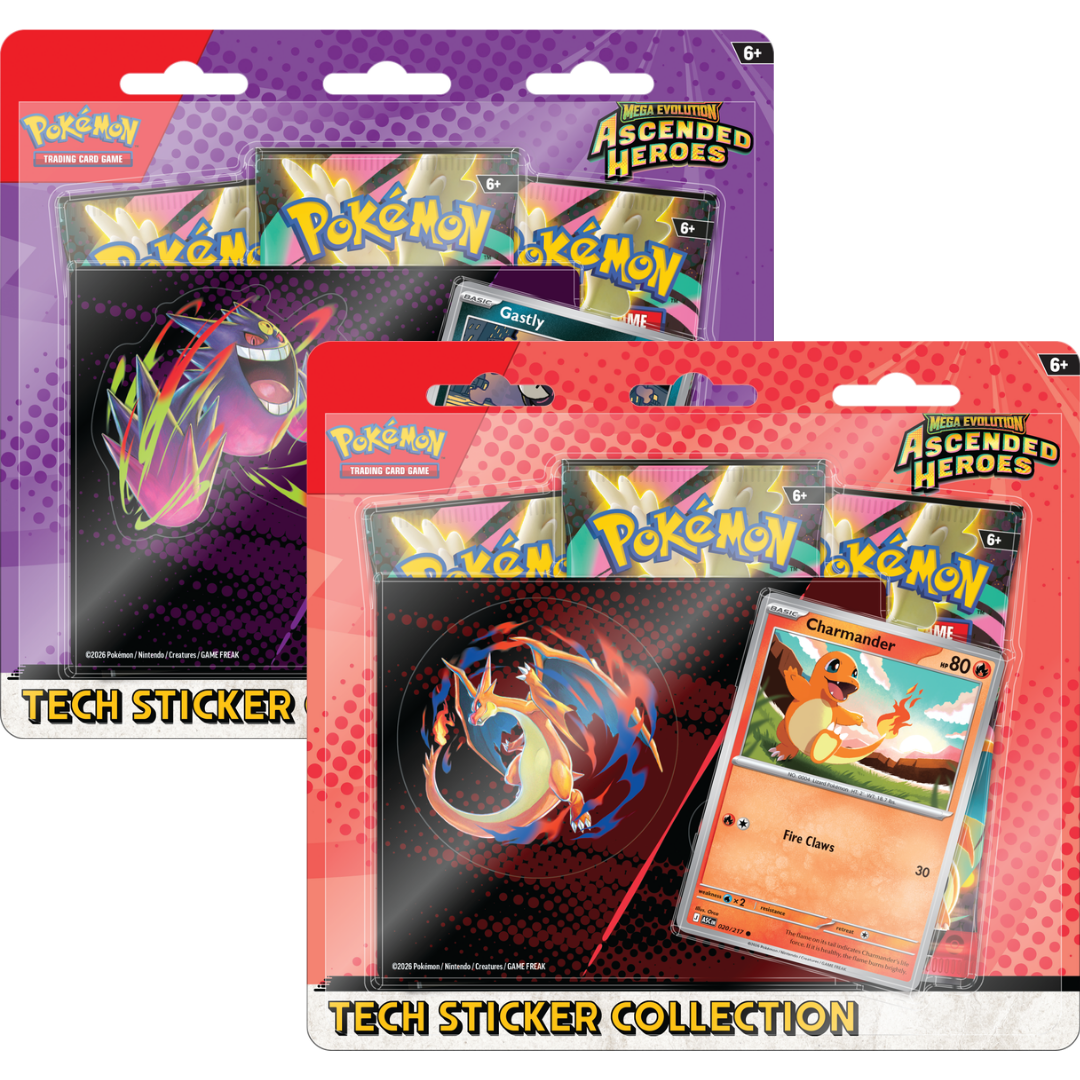 Pokemon Ascended Heroes Tech Sticker Collection box featuring Ascended Heroes artwork