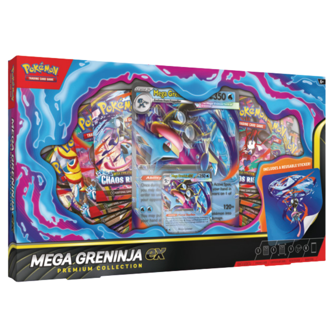 Pokemon TCG Mega Greninja EX Box Set with foil promo oversized card and booster packs