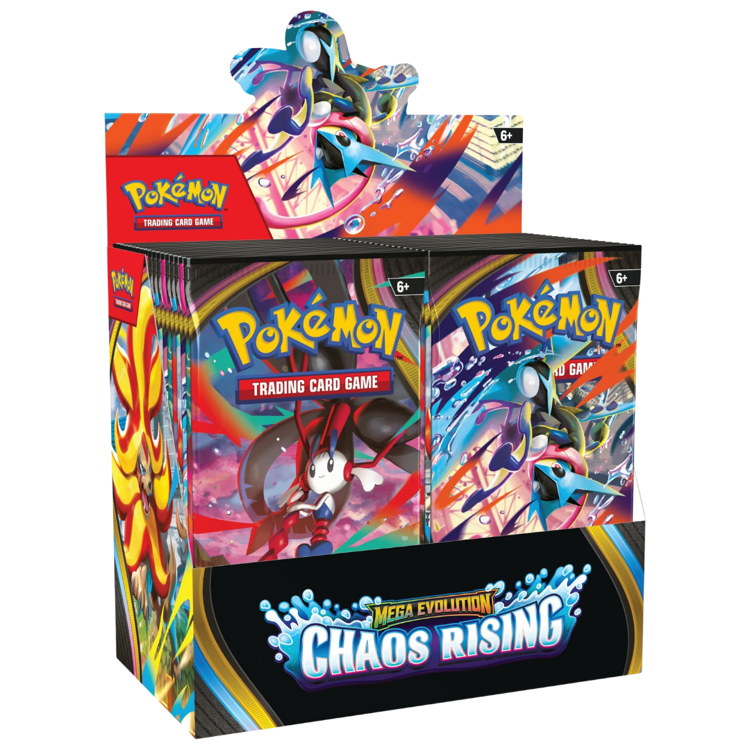 Pokemon Chaos Rising Booster Box Mega Evolution trading cards display box
