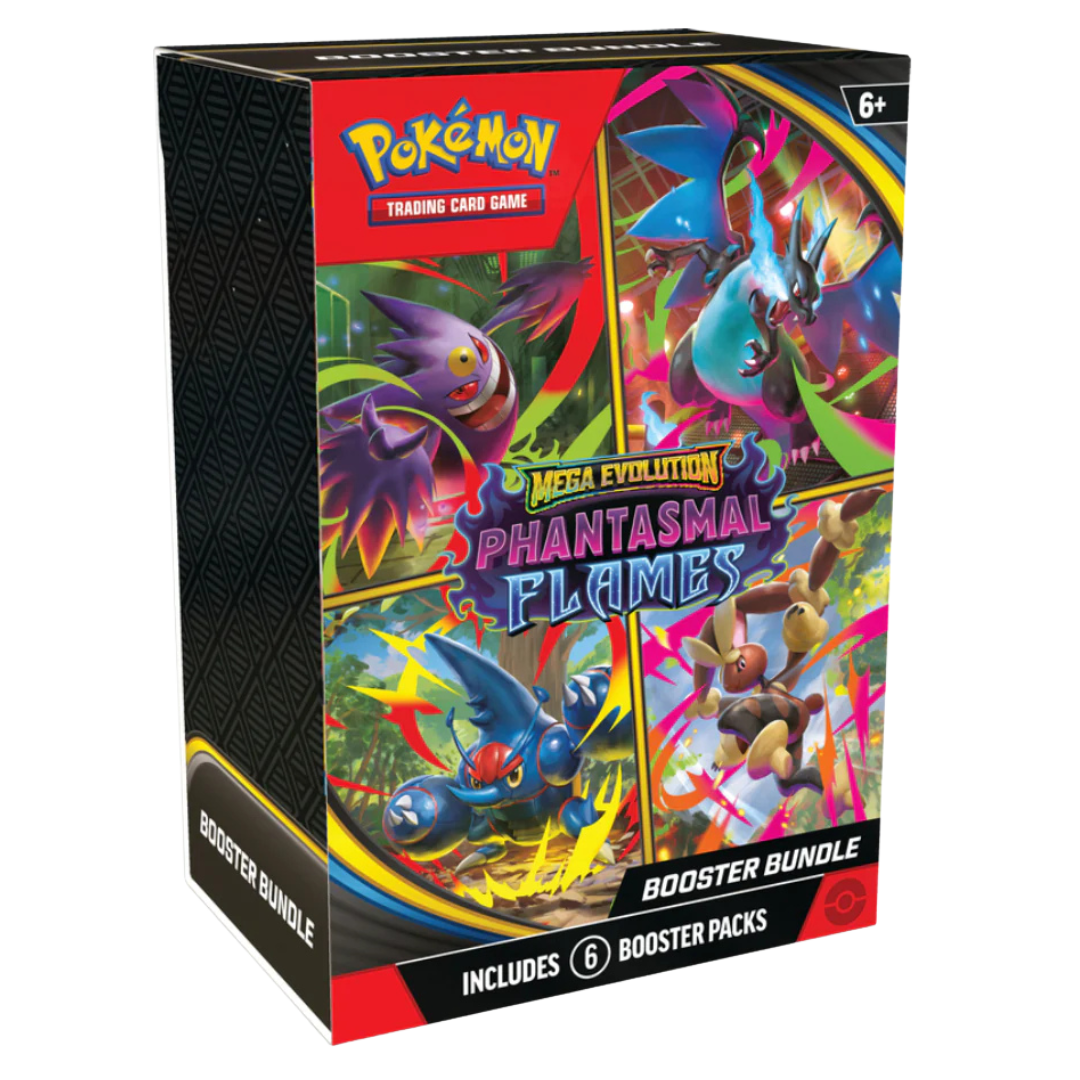 Pokemon ME02 Phantasmal Flames Booster Bundle sealed box with 6 booster packs