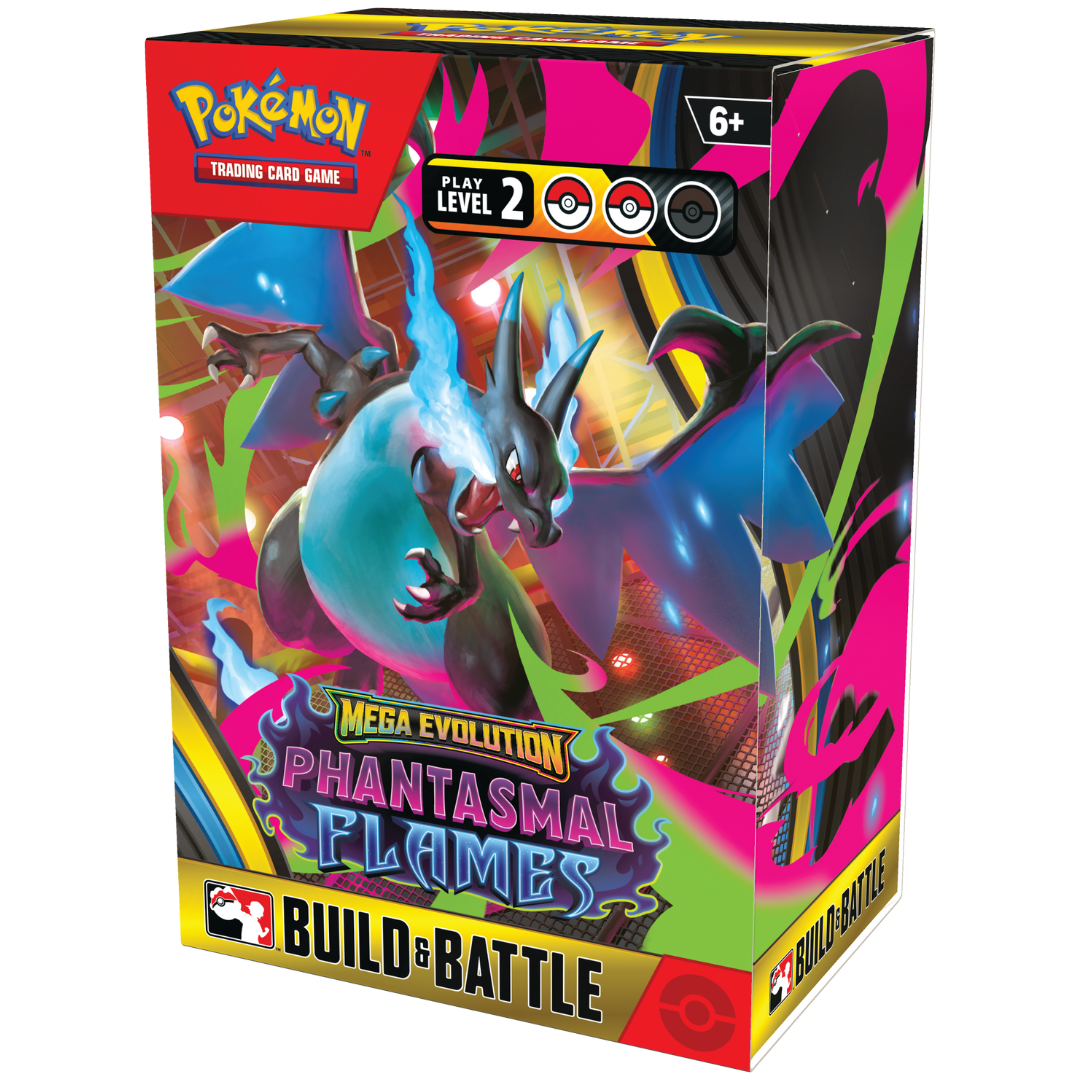 Pokemon ME02 Phantasmal Flames Build and Battle Box sealed with 4 boosters and stamped promo inside
