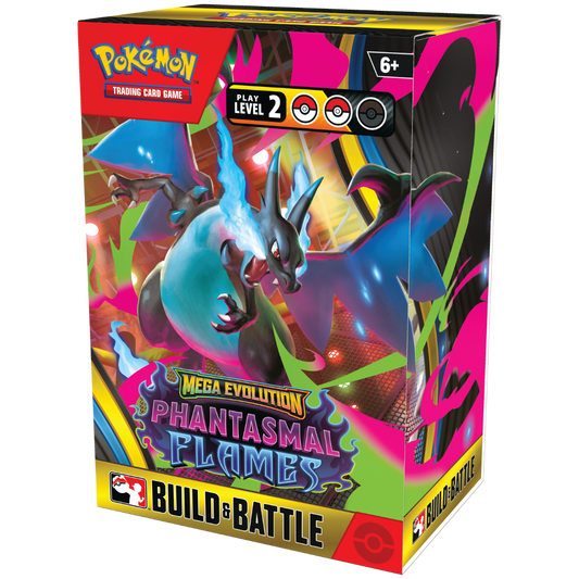 Pokemon ME02 Phantasmal Flames Build and Battle Box sealed with 4 boosters and stamped promo inside