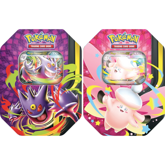 Pokemon TCG Mega Moonlit Tin with Mega Evolution promo card booster packs and collectible storage tin