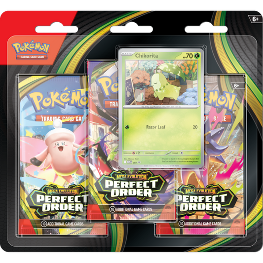 Pokemon TCG Mega Evolution Perfect Order 3 Pack Blister with booster packs foil promo card 