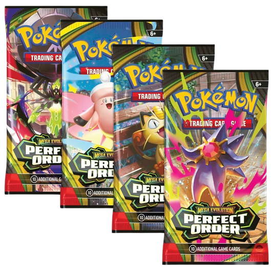 Pokemon TCG Mega Evolution Perfect Order booster pack from the Perfect Order expansion with collectible trading cards