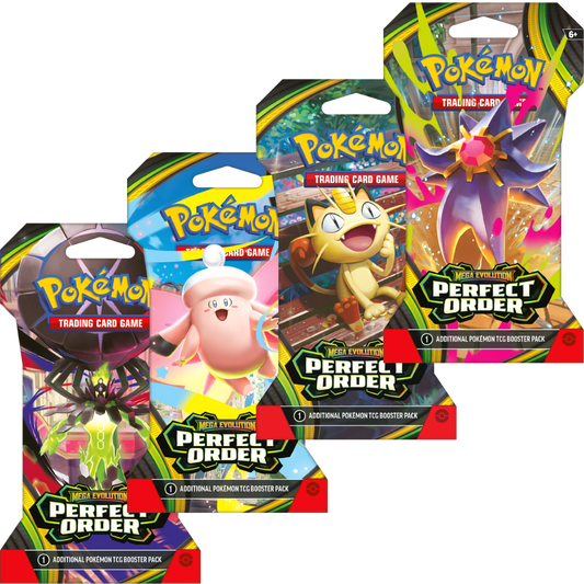 Pokemon TCG Mega Evolution Perfect Order sleeved booster pack in cardboard sleeve packaging