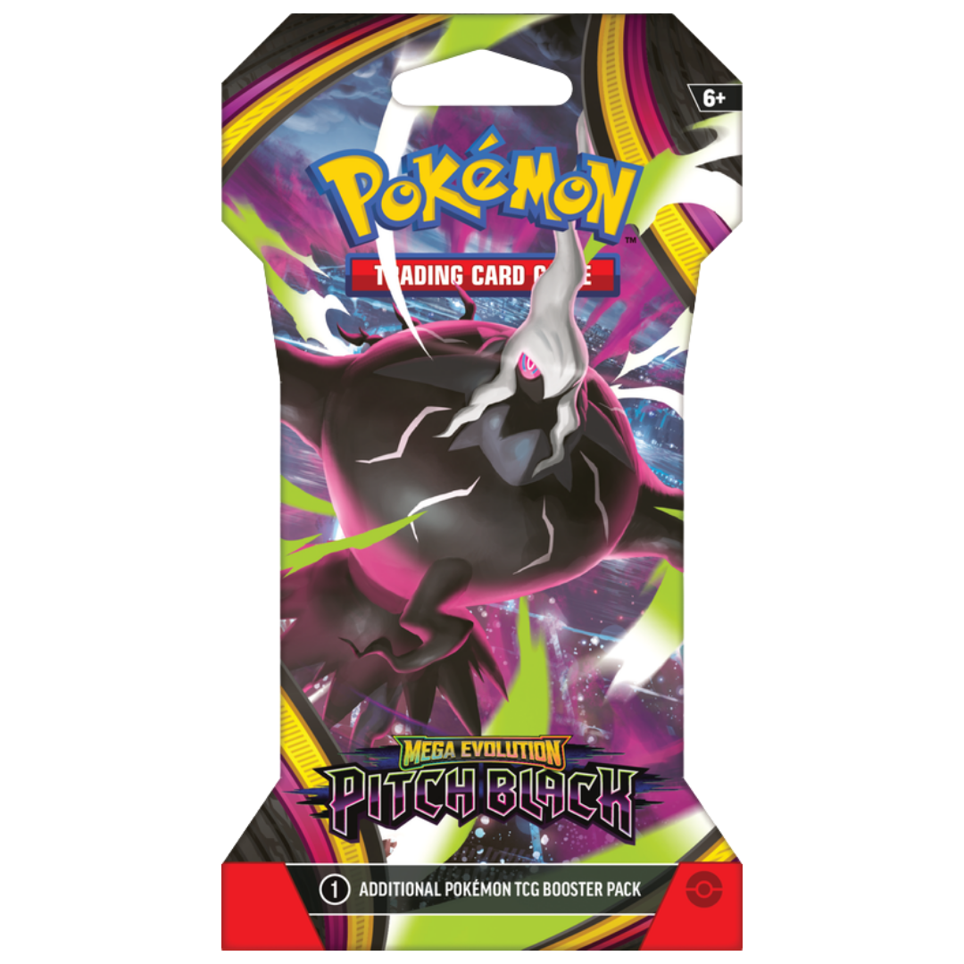 Pokémon TCG Mega Evolution Pitch Black sleeved booster pack featuring Mega Darkrai ex artwork