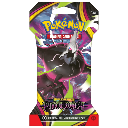 Pokémon TCG Mega Evolution Pitch Black sleeved booster pack featuring Mega Darkrai ex artwork