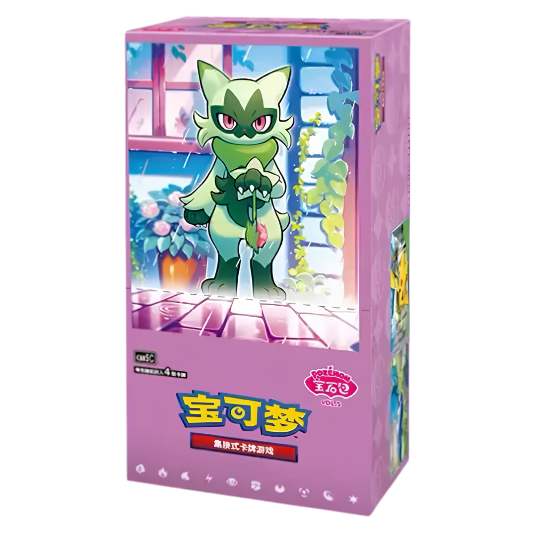 Pokemon Gem Pack Volume 5 Simplified Chinese booster box featuring Sprigatito artwork and 18 booster packs