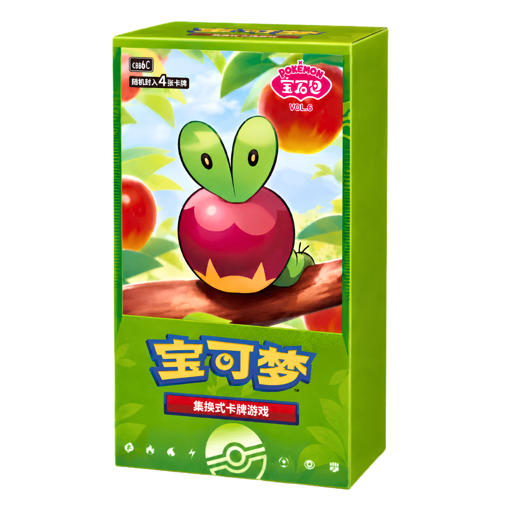 Pokemon Gem Pack Vol 6 Simplified Chinese Booster Box featuring Applin with 18 packs and 4 cards per pack.