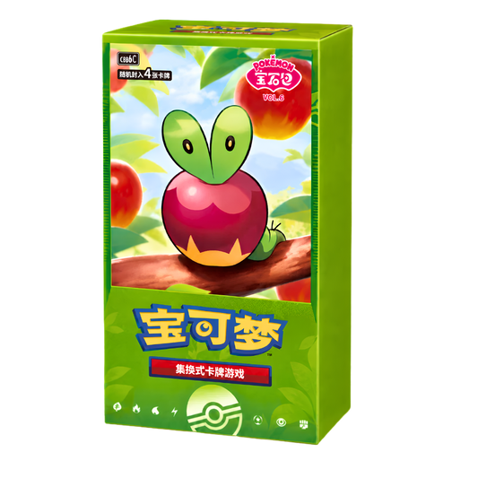 Pokemon Gem Pack Vol 6 Simplified Chinese Booster Box featuring Applin with 18 packs and 4 cards per pack.