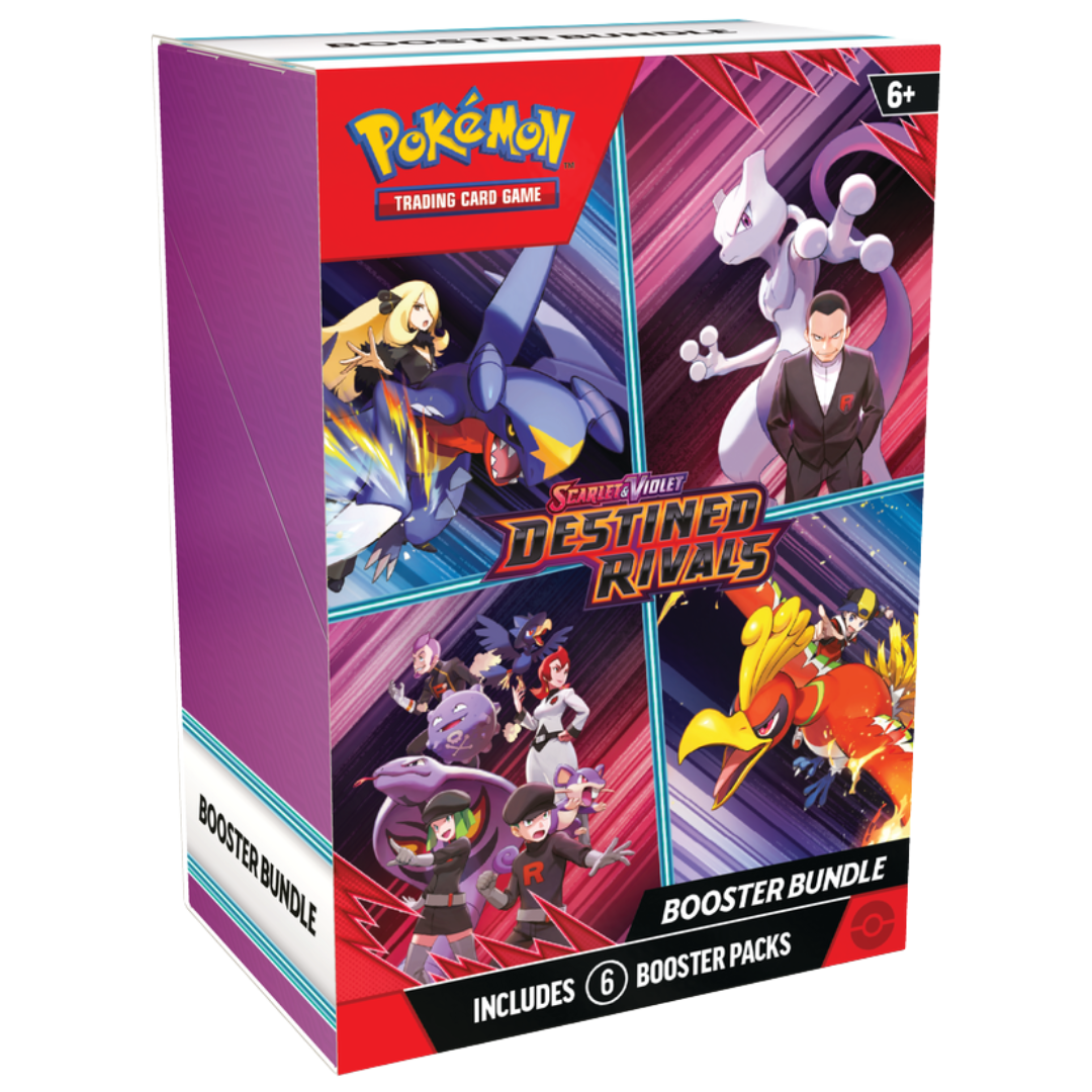 Pokemon SV10 Destined Rivals Booster Bundle, six-pack set from Scarlet & Violet TCG expansion perfect for collectors and competitive Pokémon card players.