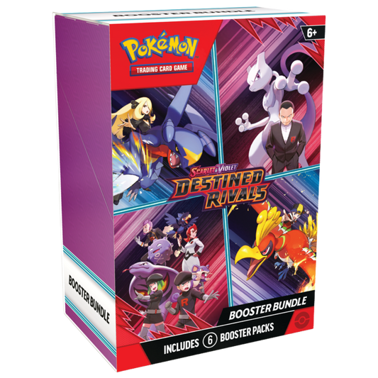 Pokemon SV10 Destined Rivals Booster Bundle, six-pack set from Scarlet & Violet TCG expansion perfect for collectors and competitive Pokémon card players.