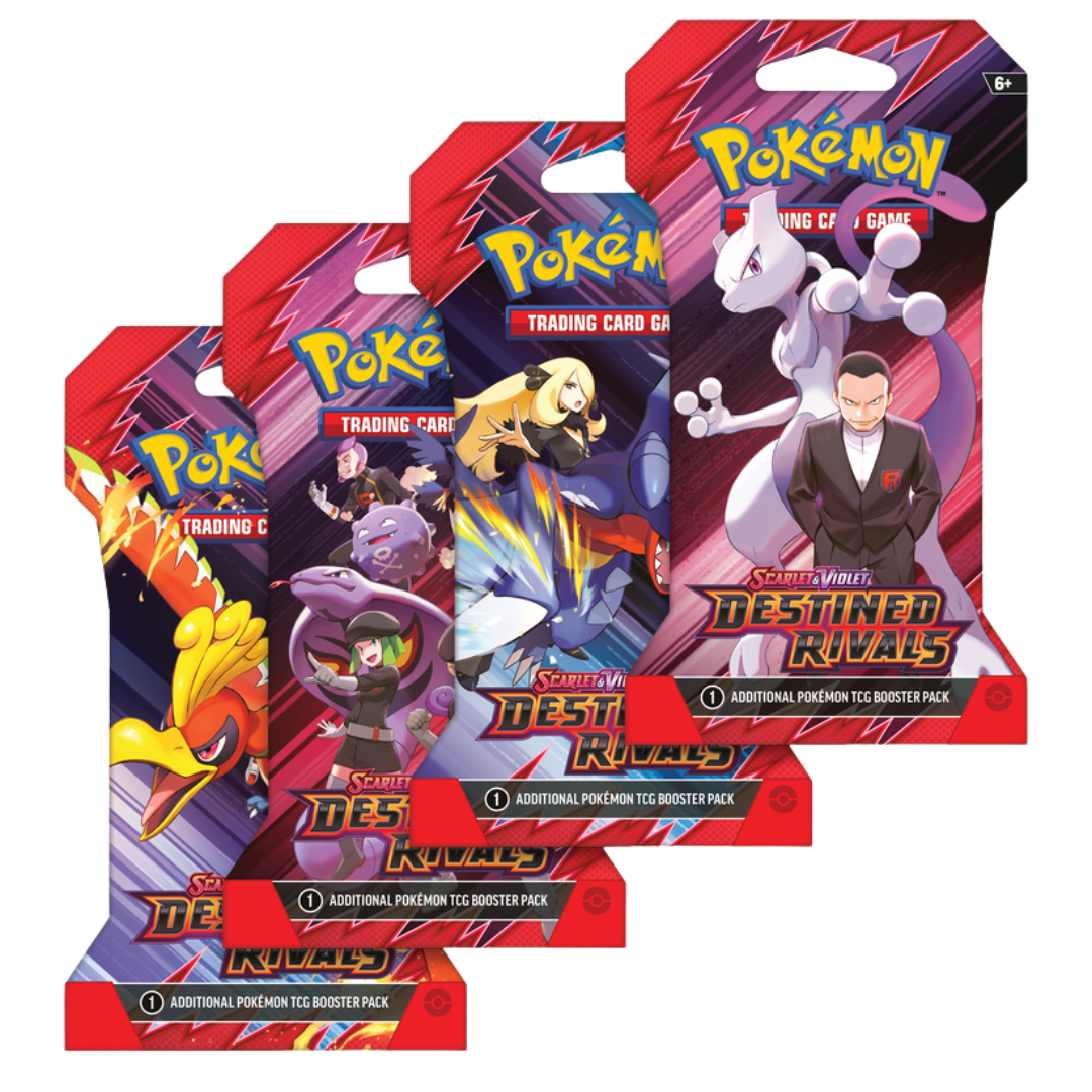Pokemon SV10 Destined Rivals Sleeved Booster, single sealed pack from Scarlet & Violet expansion for collectors and competitive Pokémon Trading Card Game players.