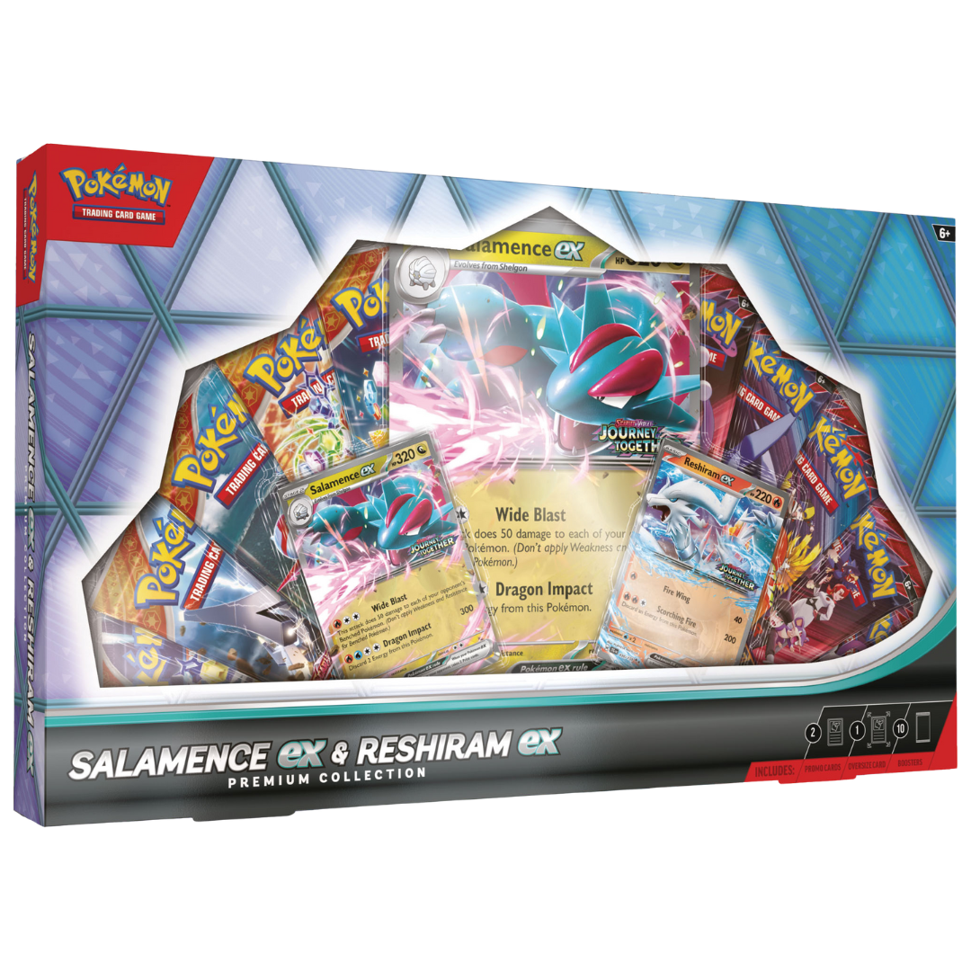 Pokémon Salamence EX and Reshiram EX Premium Collection with 10 booster packs and foil promos