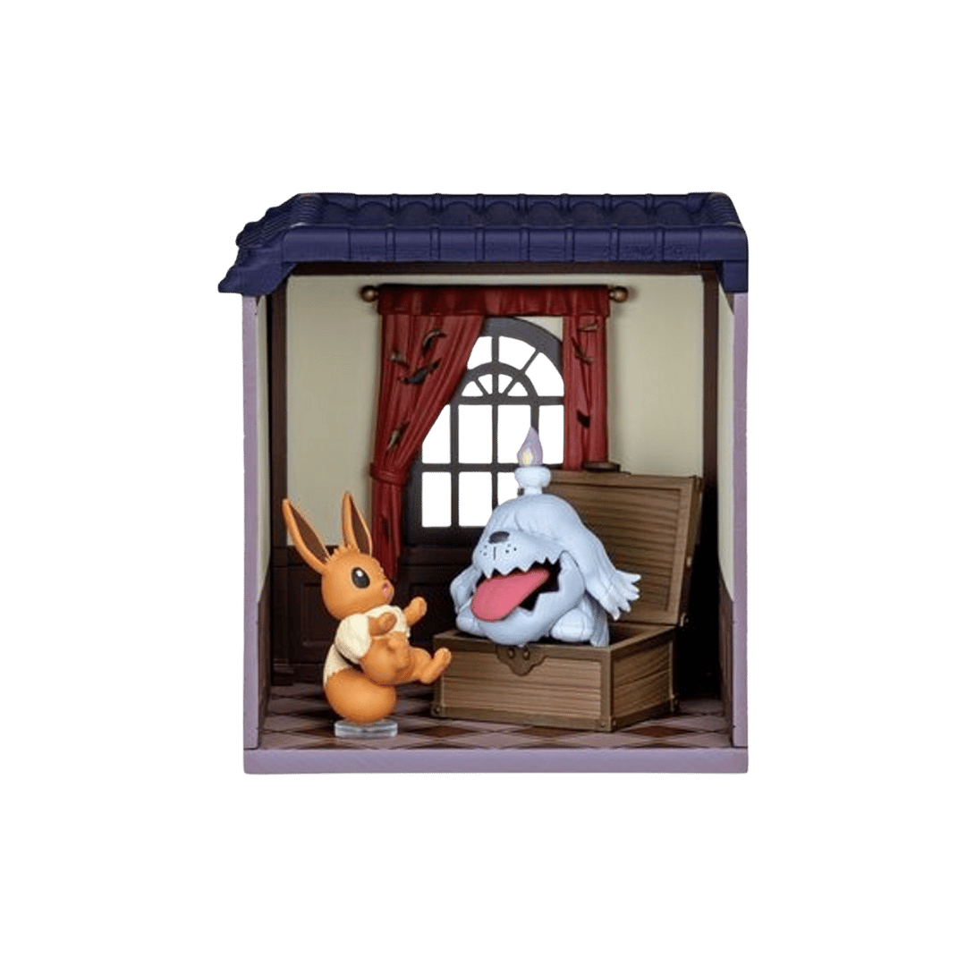 Re-Ment Pokémon Midnight Mansion Vol. 2 Blind Box featuring intricately designed miniature Pokémon scenes in a spooky and magical nighttime mansion.