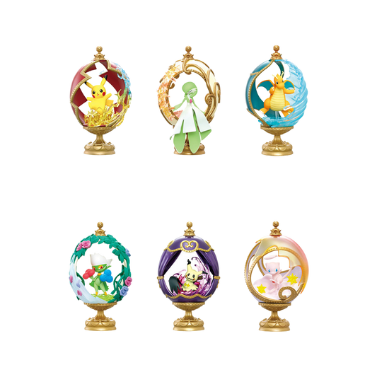 Re-Ment Pokémon Ovaltique Blind Box featuring an elegant oval-shaped miniature display with detailed Pokémon characters in unique settings.