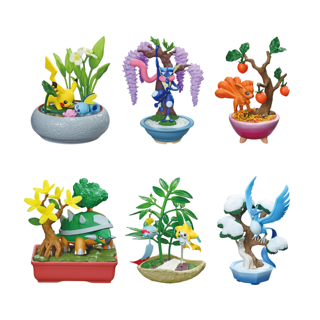 Re-Ment Pokémon Pocket Bonsai Vol. 3 Blind Box, surprise mini figure featuring Pokémon like Pikachu and Gengar with detailed bonsai tree dioramas.