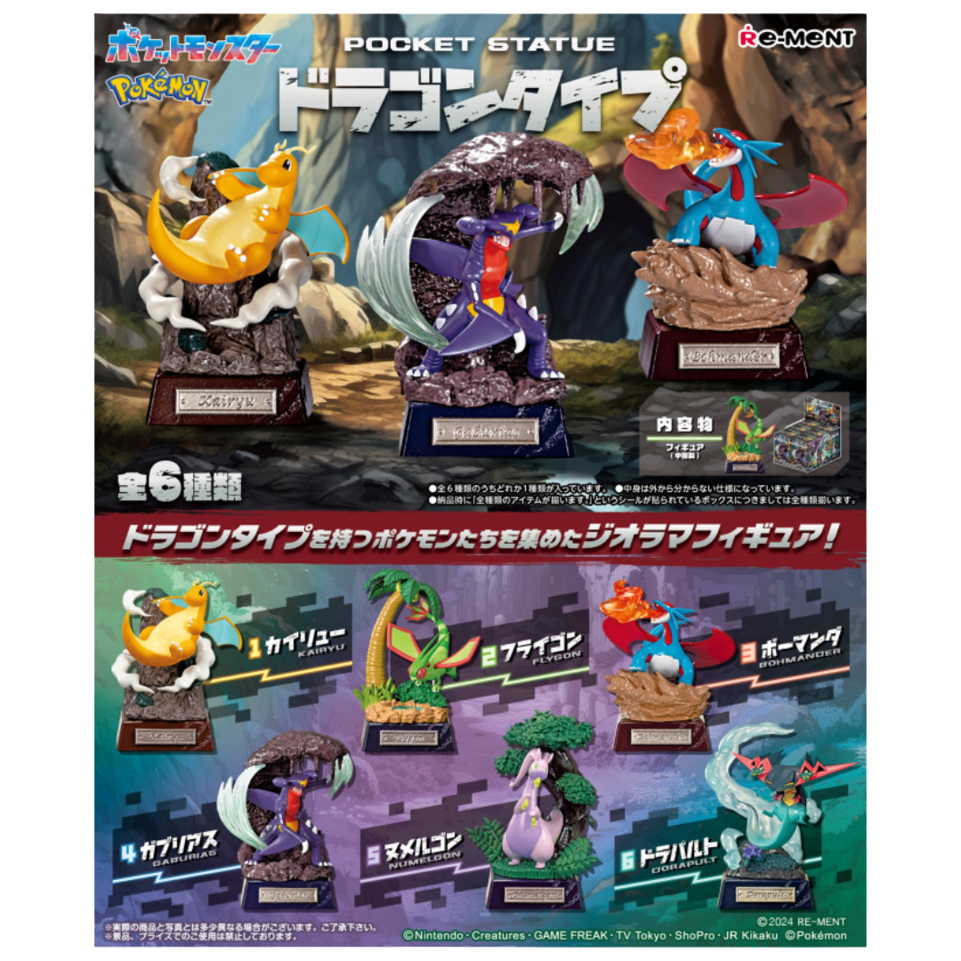 Re-Ment Pokémon Pocket Statue - Dragons Blind Box featuring mini collectible dragon-type Pokémon figures.