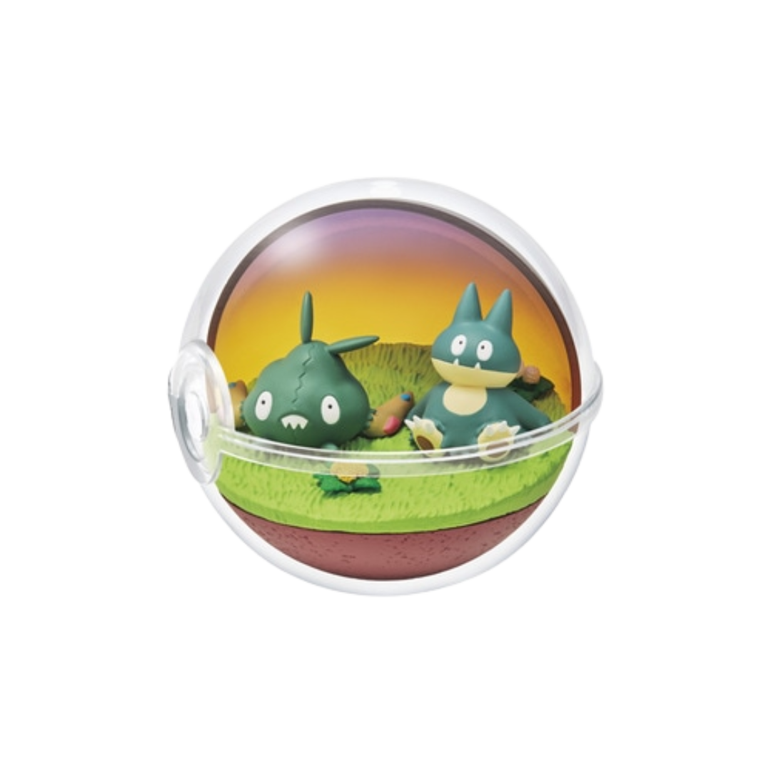 Re-Ment Pokémon Terrarium - Relaxing Moments Blind Box featuring mini Pokémon figures in detailed terrarium settings.