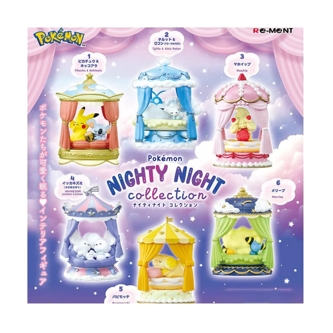 Re-Ment Pokemon Nighty Night Collection blind box set of 6 sleep-themed miniature figures