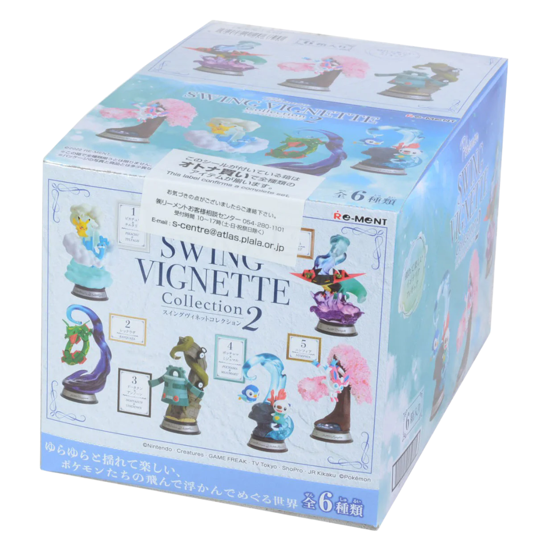 Re-Ment Pokémon Vignette Collection Vol.2 blind box set featuring six highly detailed Pokémon mini dioramas with iconic scenes and characters.