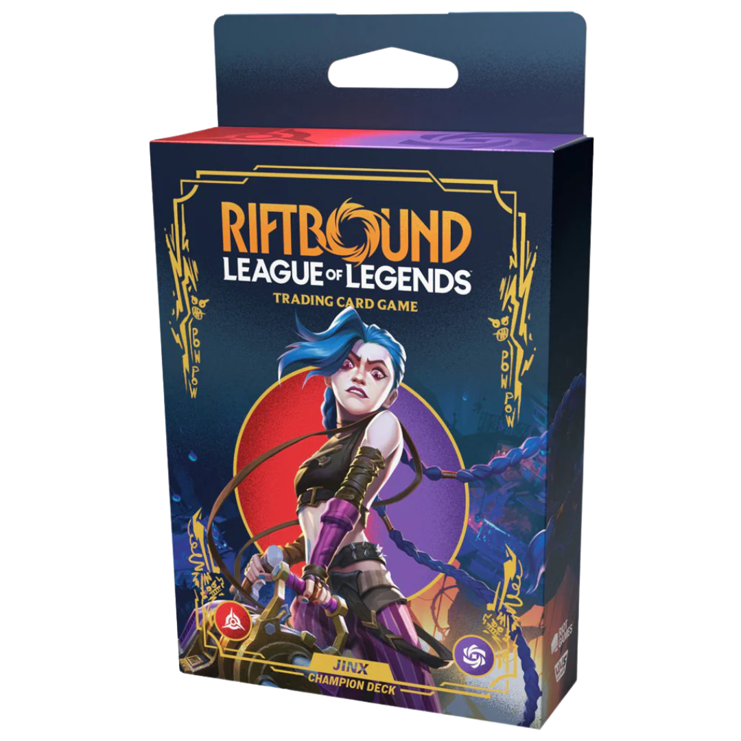 Riftbound League of Legends TCG Jinx Champion Deck, pre-constructed deck featuring fast-paced strategies and explosive gameplay for TCG and LoL fans.







