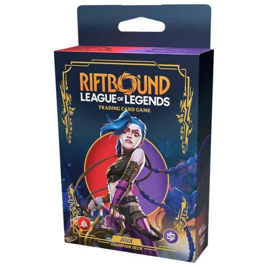 Riftbound League of Legends TCG Jinx Champion Deck, pre-constructed deck featuring fast-paced strategies and explosive gameplay for TCG and LoL fans.








