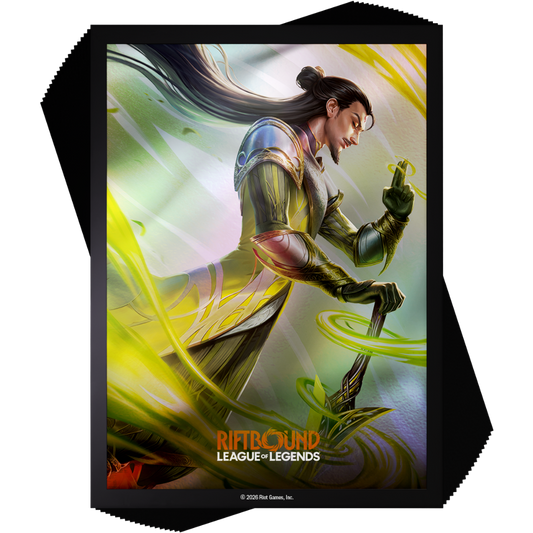 Riftbound League of Legends Master Yi art sleeves for trading card gameplay