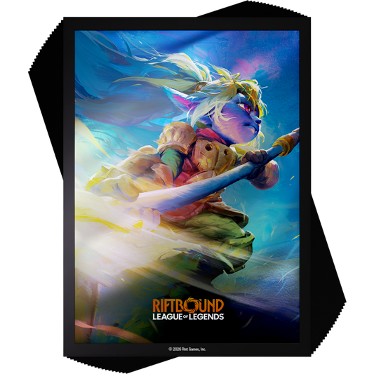 Riftbound League of Legends Poppy art sleeves for trading card gameplay