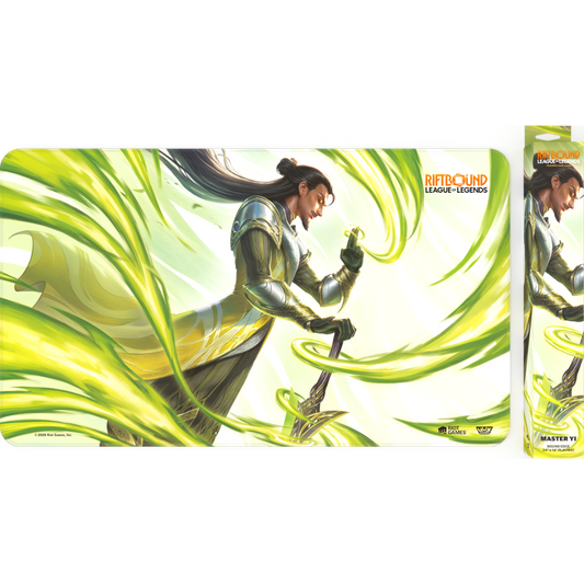 Riftbound League of Legends Master Yi playmat with non slip rubber backing